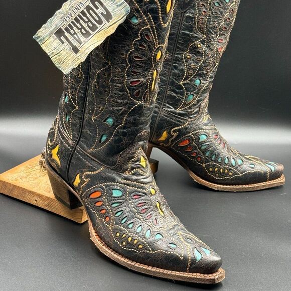 Corral Vintage Distressed Butterfly Rainbow Boots - Picture 11 of 11